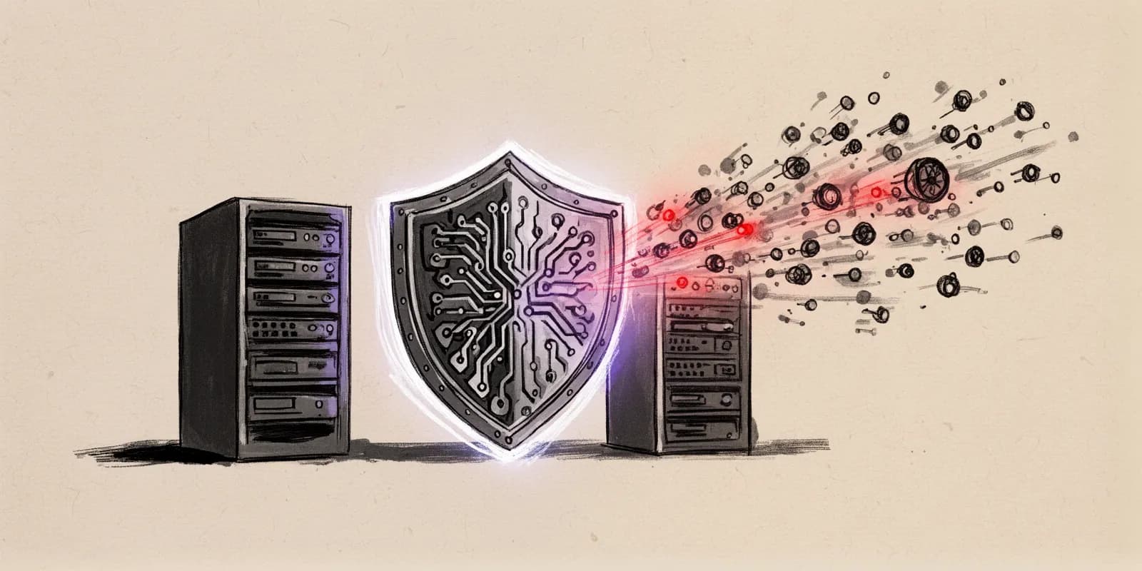 Digitales Schutzschild symbolisiert Cybersecurity-Startups gegen KI-Cyberangriffe
