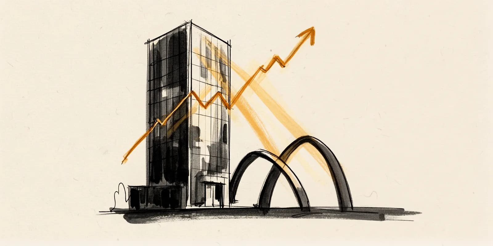 Bankgebäude symbolisiert Gewinnwachstum der Deutschen Bank durch Zinserträge und Investmentbanking