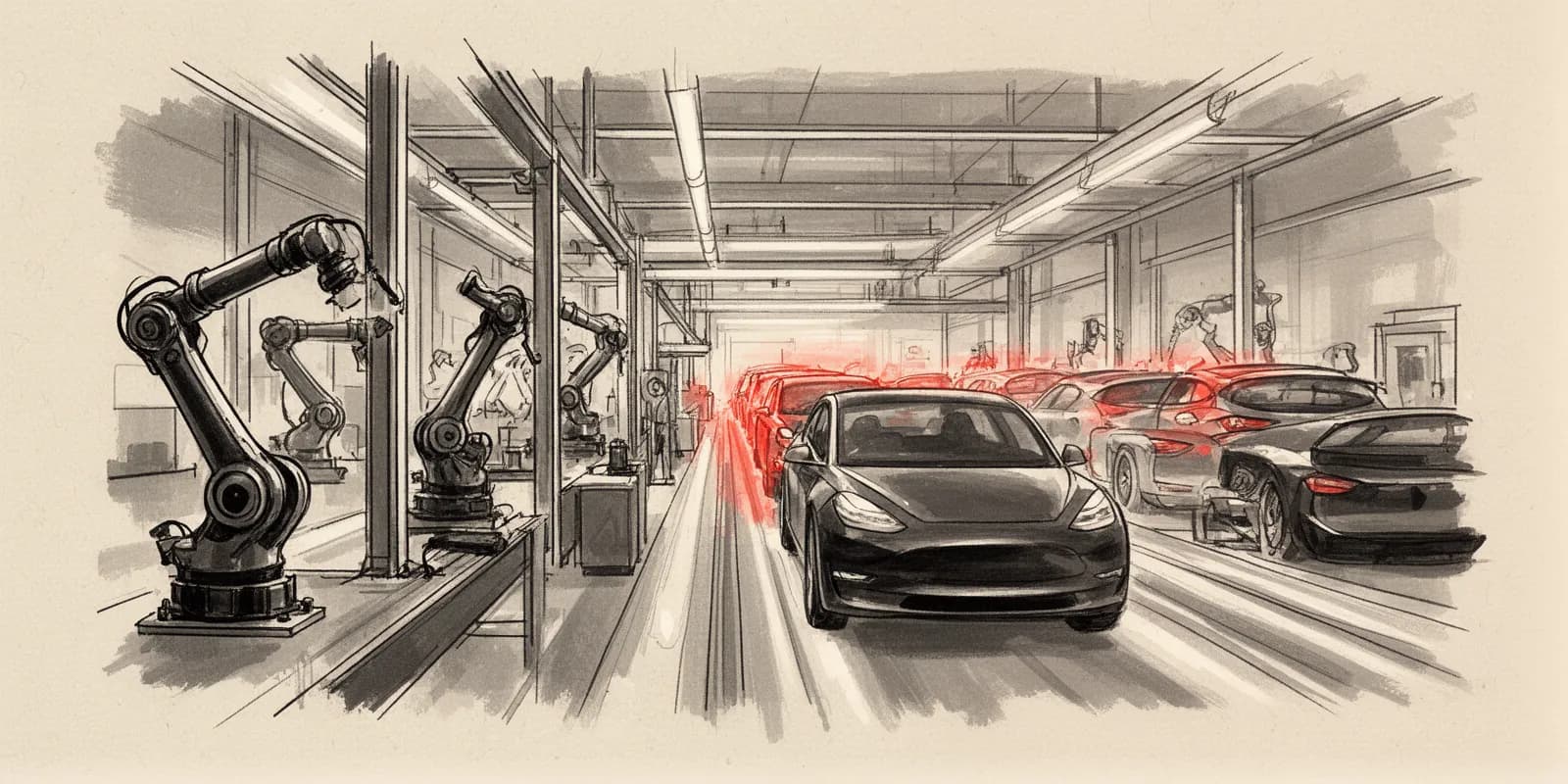 Leere Fertigungshalle symbolisiert Überkapazität in der europäischen Autoindustrie
