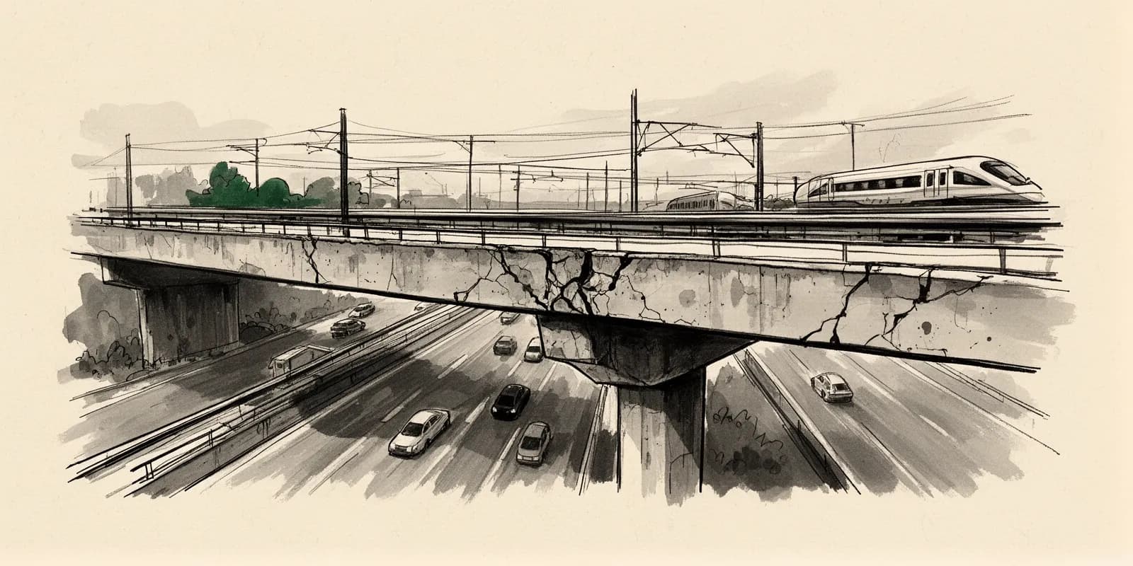 Marode Autobahnbrücke symbolisiert den Sanierungsstau der Infrastruktur in Deutschland