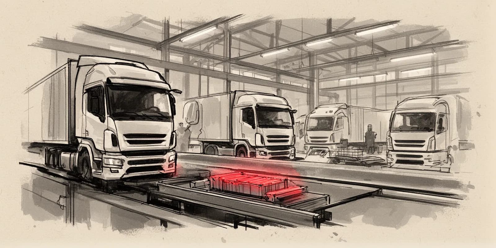 Elektro-Lkw-Produktion im MAN-Werk in Krakau mit Batteriefertigung