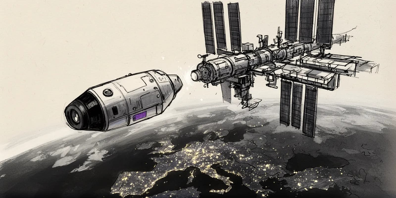 Wiederverwendbare Raumkapsel als Symbol für europäische Space-Tech-Startups mit Milliardenbewertung
