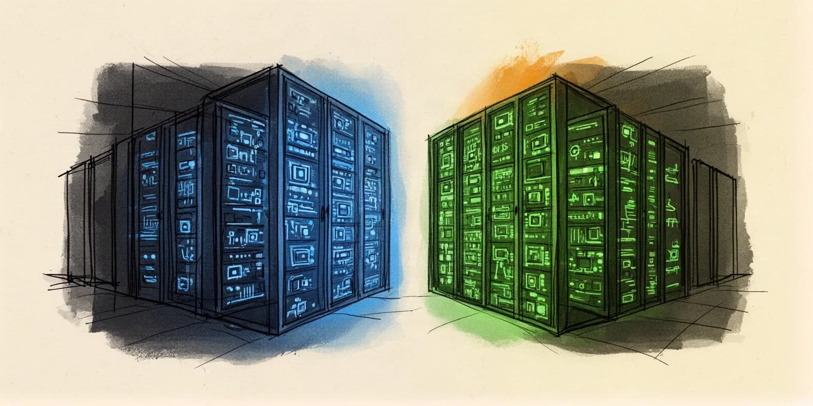 Alphabet TPU KI-Chip Serverhalle als Symbol für den Wettbewerb mit Nvidia