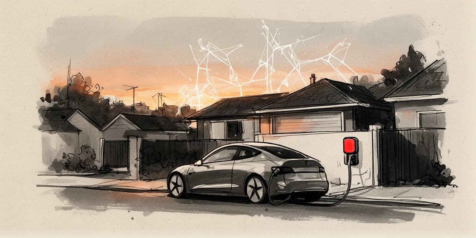 E-Auto lädt morgens an privater Wallbox als Symbol für verändertes Ladeverhalten