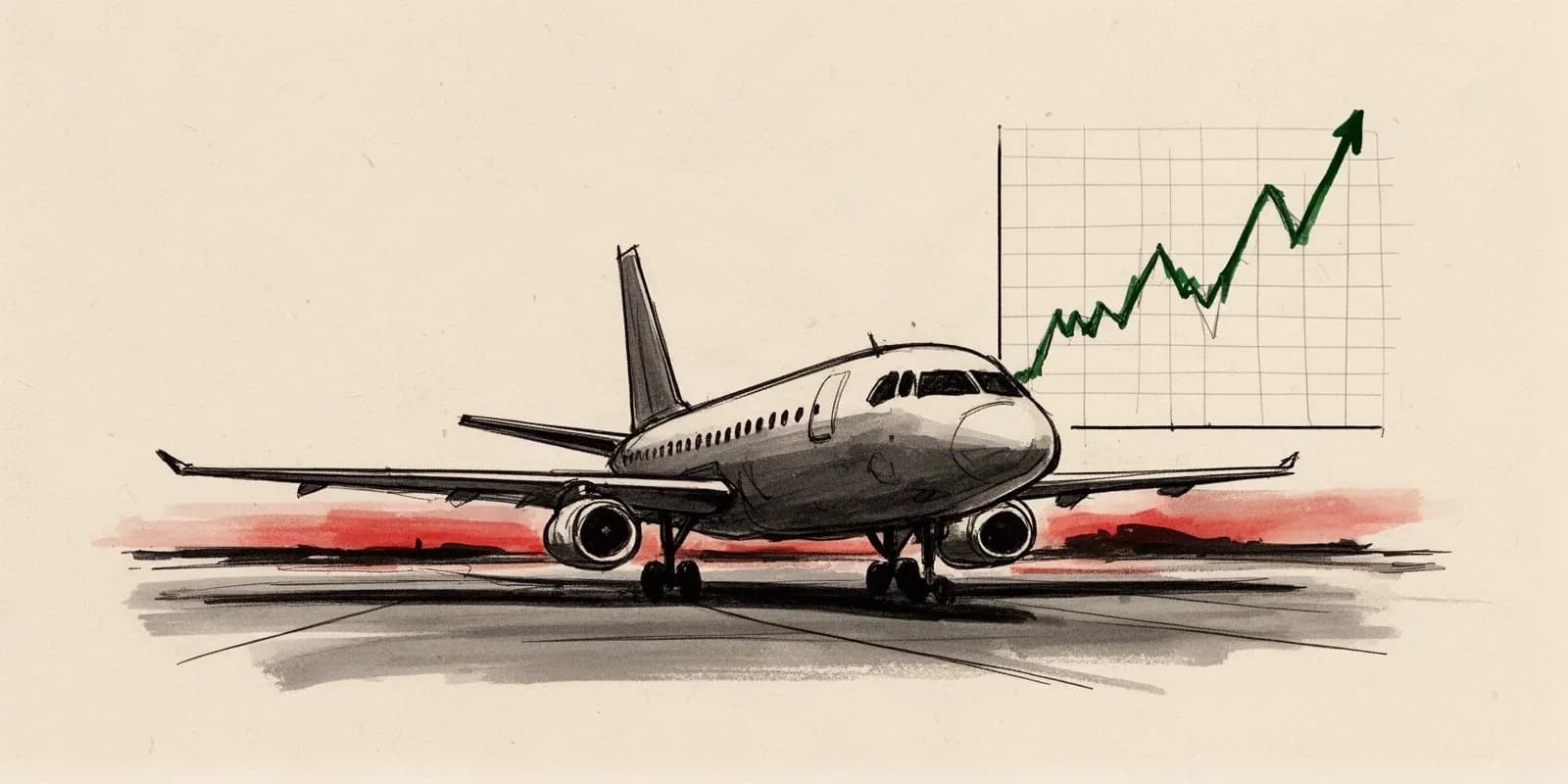 Geparktes Flugzeug auf leerem Rollfeld als Symbol für steigende Kerosinpreise durch den Nahostkonflikt