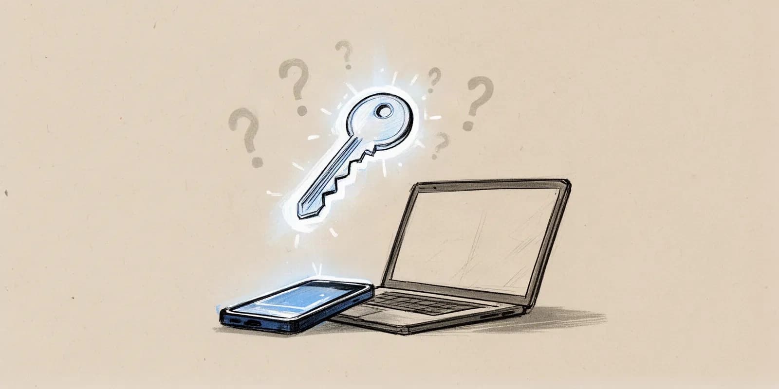 Digitaler Schlüssel symbolisiert Passkeys als passwortlose Authentifizierung mit Verständnislücken bei Nutzern
