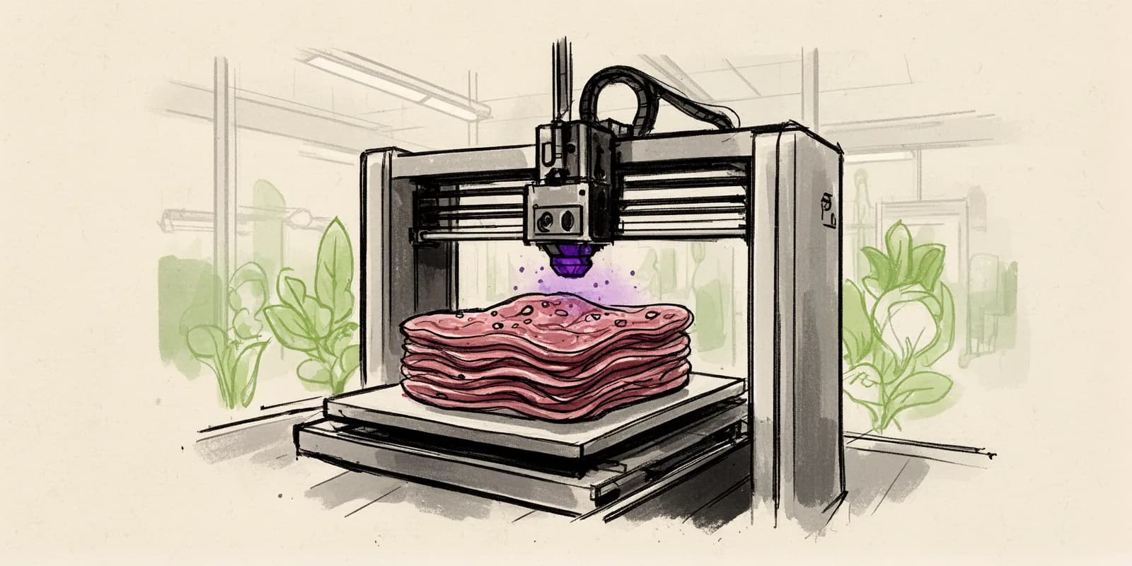 3D-Drucker stellt Fleischersatz her als Symbol für Redefine Meat und die Alternative-Protein-Industrie