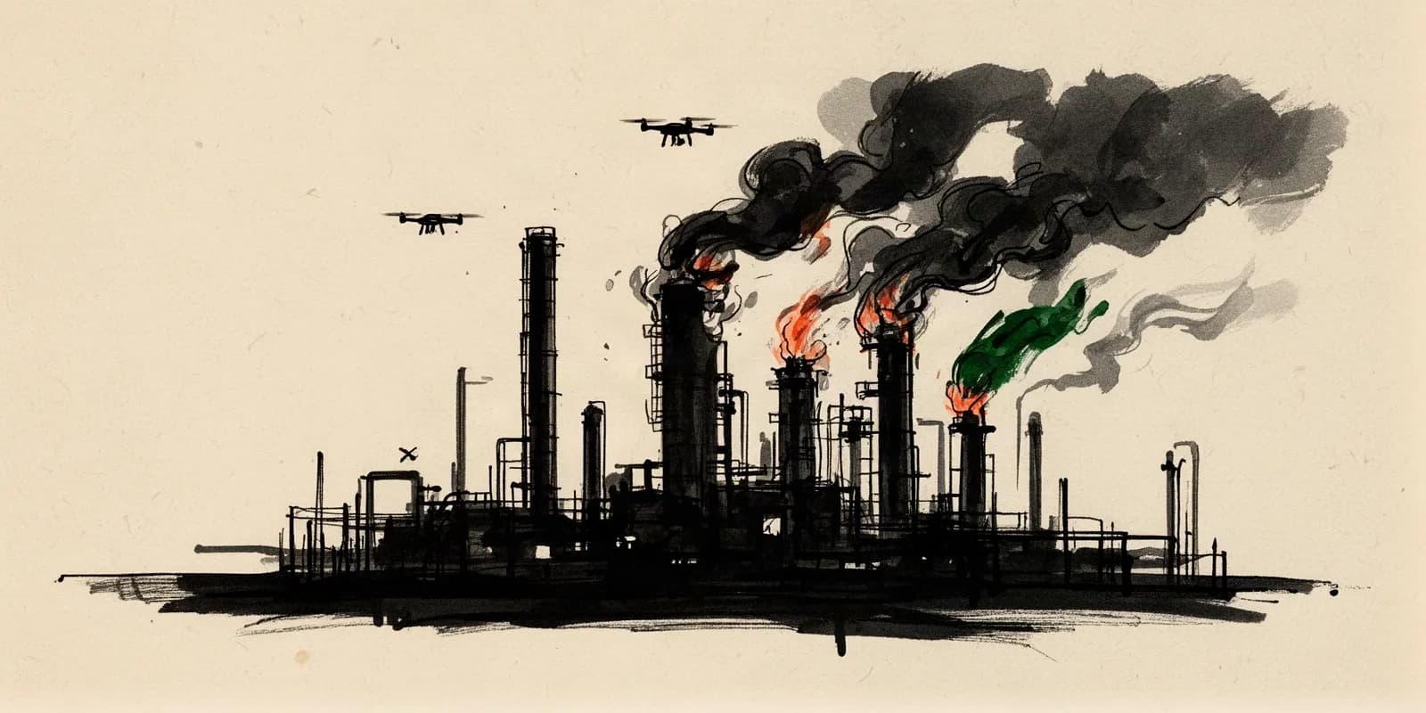 Brennende russische Ölraffinerie nach Drohnenangriff symbolisiert Druck auf Putins Energiewirtschaft