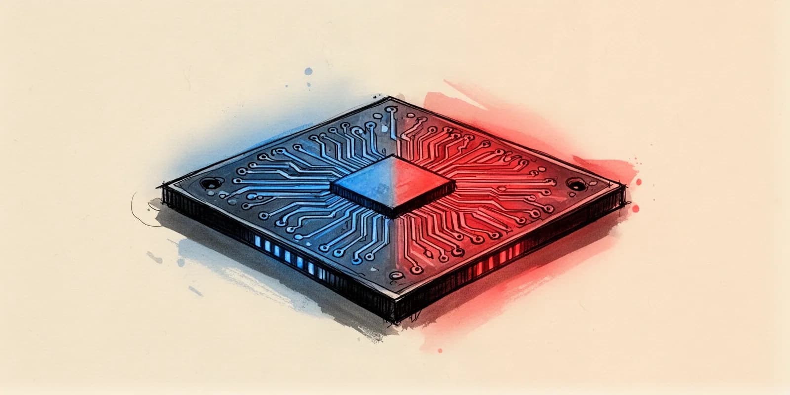 Silizium-Chipwafer symbolisiert den globalen Wettbewerb um mobile Prozessoren zwischen MediaTek, Qualcomm und chinesischen Chipdesignern