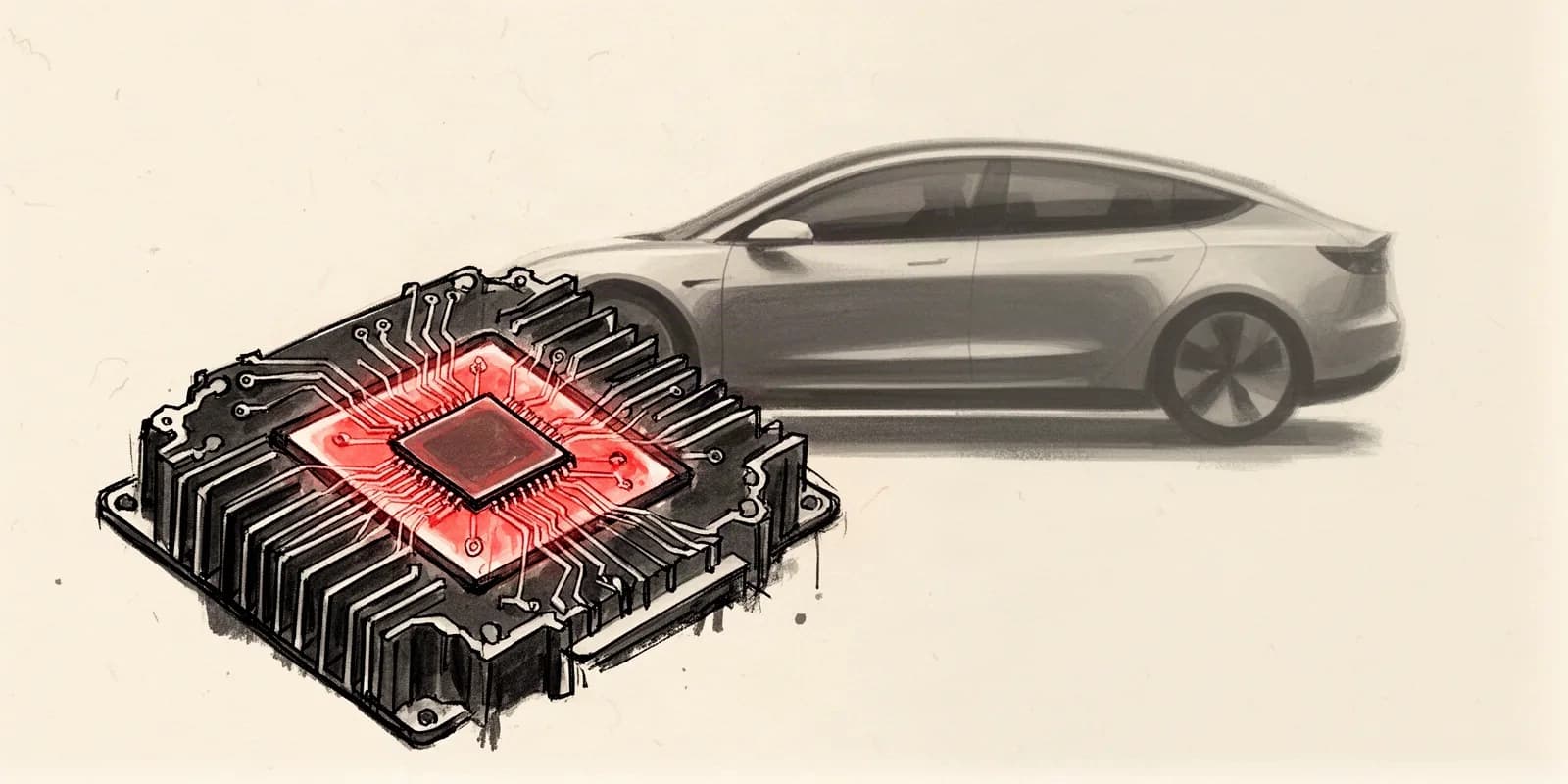 Halbleiterchip fuer Leistungselektronik in einem E-Auto Wechselrichter