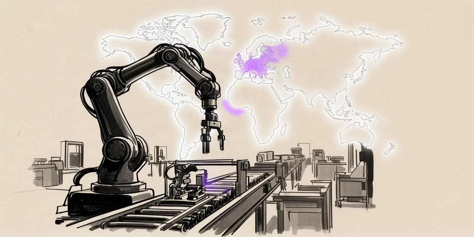 Zweiarmiger autonomer Industrieroboter des Unicorn-Startups RobCo in einer Fabrikhalle