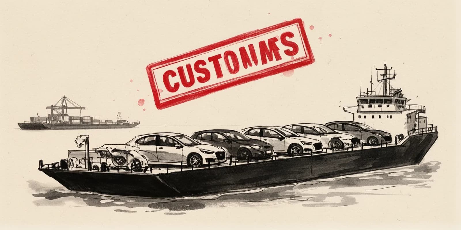 Autos am Hafen unter dem Druck von US-Zöllen auf die deutsche Automobilindustrie