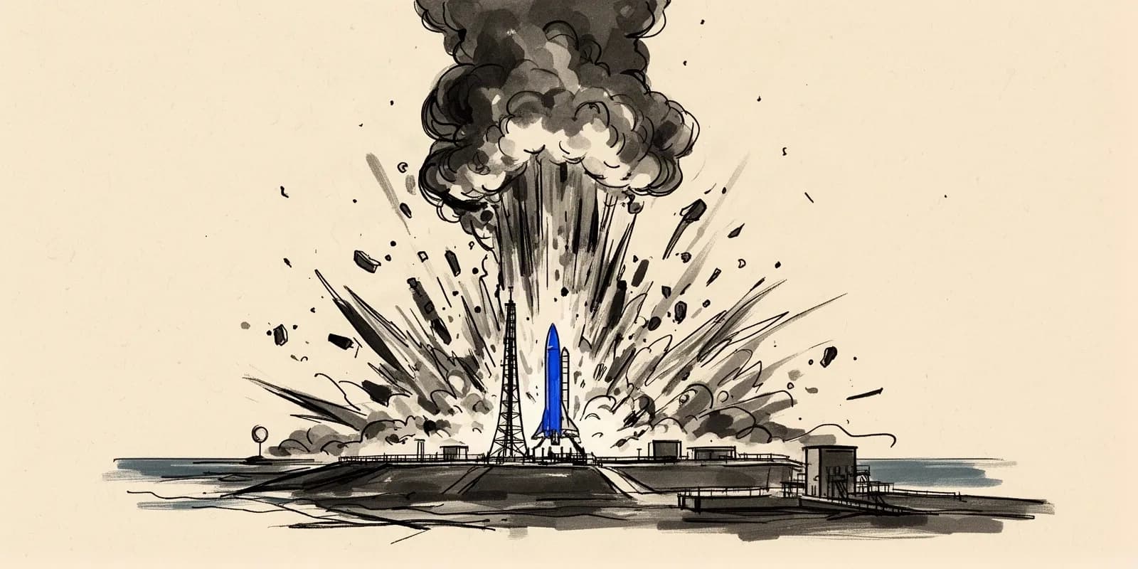 Explosion der Rakete New Glenn von Blue Origin auf der Startrampe in Cape Canaveral
